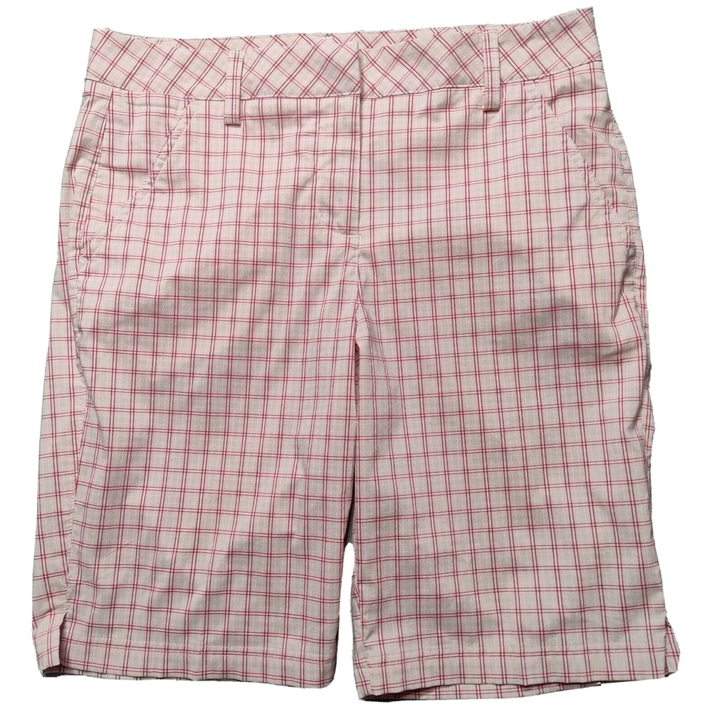 PUMA Women Size 2 Pattern Tech White Raspberry‎ Pink 10" Bermuda Golf Short